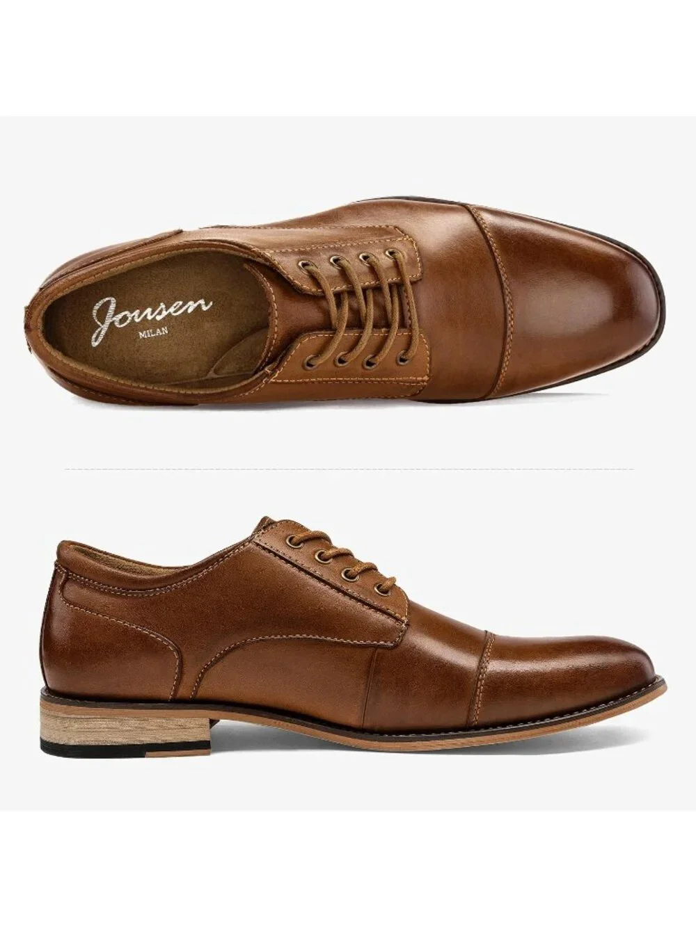 Men's Yellow Brown Leather Retro Plain Formal Dress Oxford Derby Shoes Causal